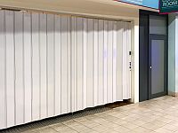 Detail of the Protector sliding shutter installed at the Coffee Room 