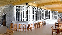 Bar-area with sliding security shutter in front of it
