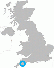 Outline map United Kingdom showing FlexiGlide's location in the Southwest of England.