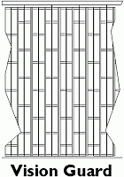 Diagram of a FlexiGlide Vision Guard sliding folding shutter curtain